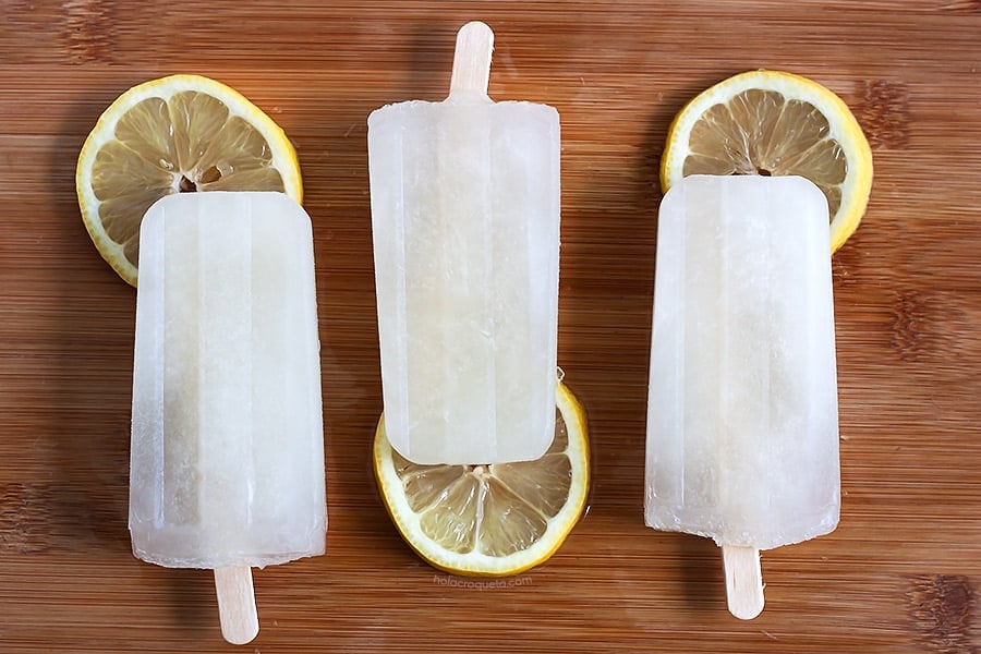 Fresh homemade lemonade and honey whiskey in popsicle form!