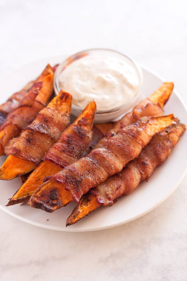 Baked Bacon Wrapped Sweet Potato Fries A Sassy Spoon