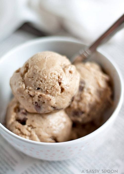2-Ingredient Banana Almond Butter No-Churn Ice Cream. A deliciously sweet no-churn ice cream made with bananas and almond butter! No ice cream maker needed.