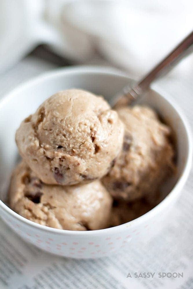 2-Ingredient Banana Almond Butter No-Churn Ice Cream. A deliciously sweet no-churn ice cream made with bananas and almond butter! No ice cream maker needed.