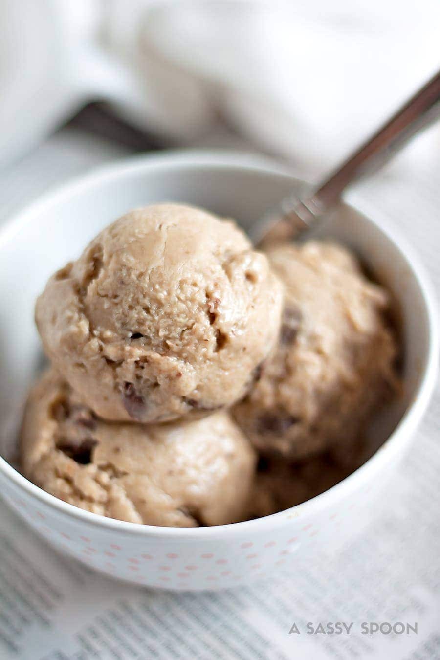 2-Ingredient Banana Almond Butter Ice Cream - A Sassy Spoon