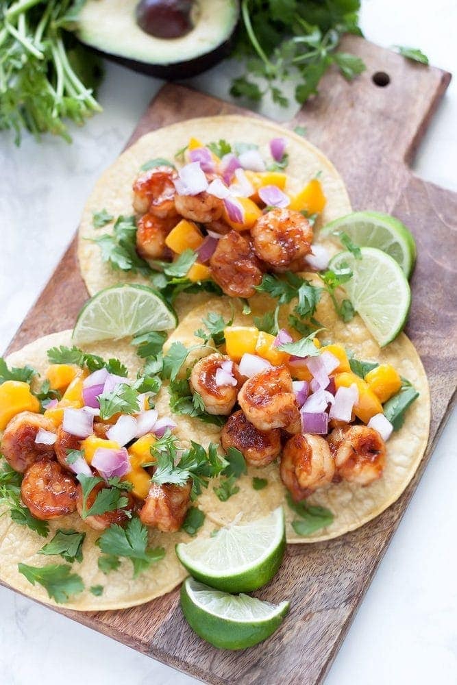 Jerk Shrimp Tacos with Mango Salsa | A Sassy Spoon