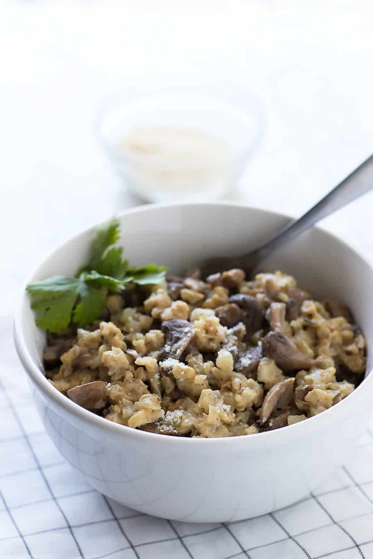 Cauliflower Rice Mushroom Risotto A Sassy Spoon