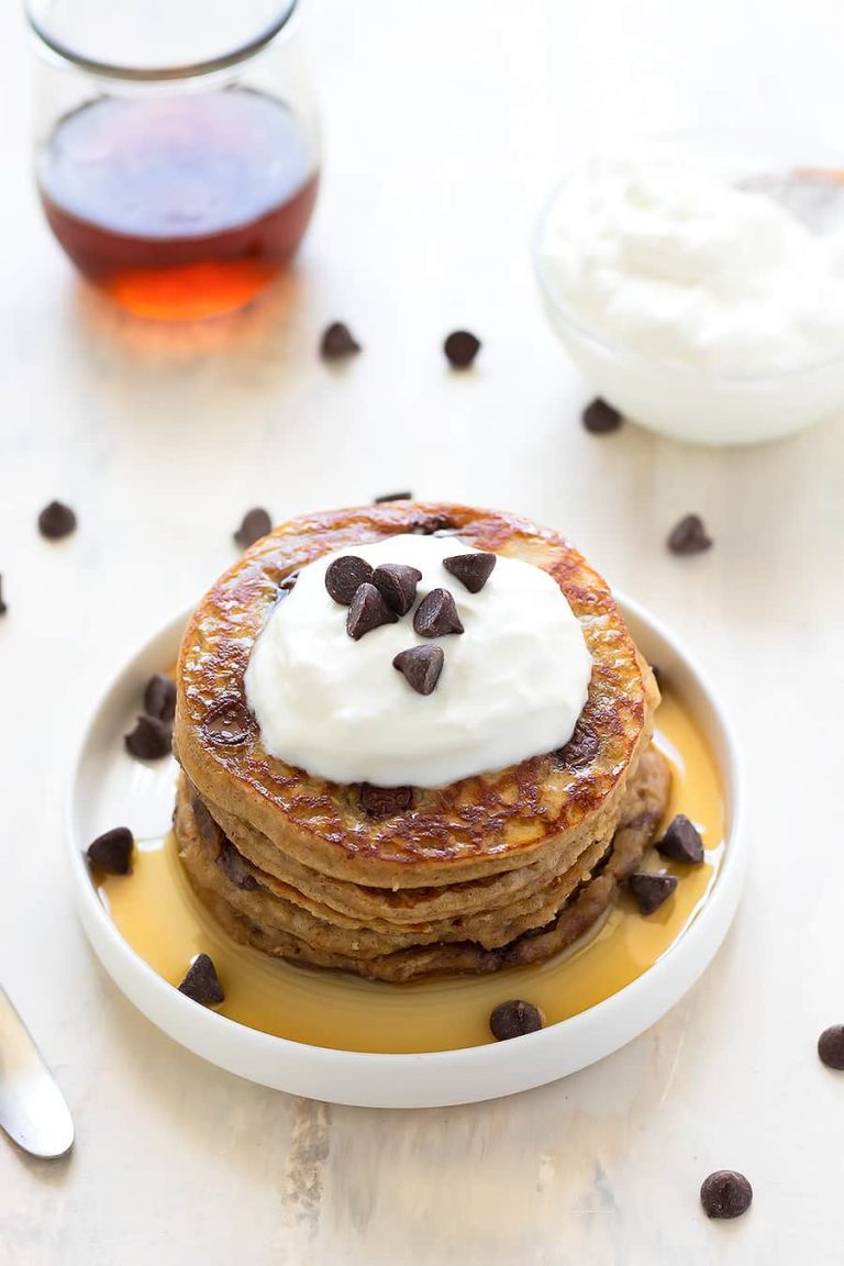 Healthy Chocolate Chip Pancakes (GrainFree, DairyFree, Paleo)
