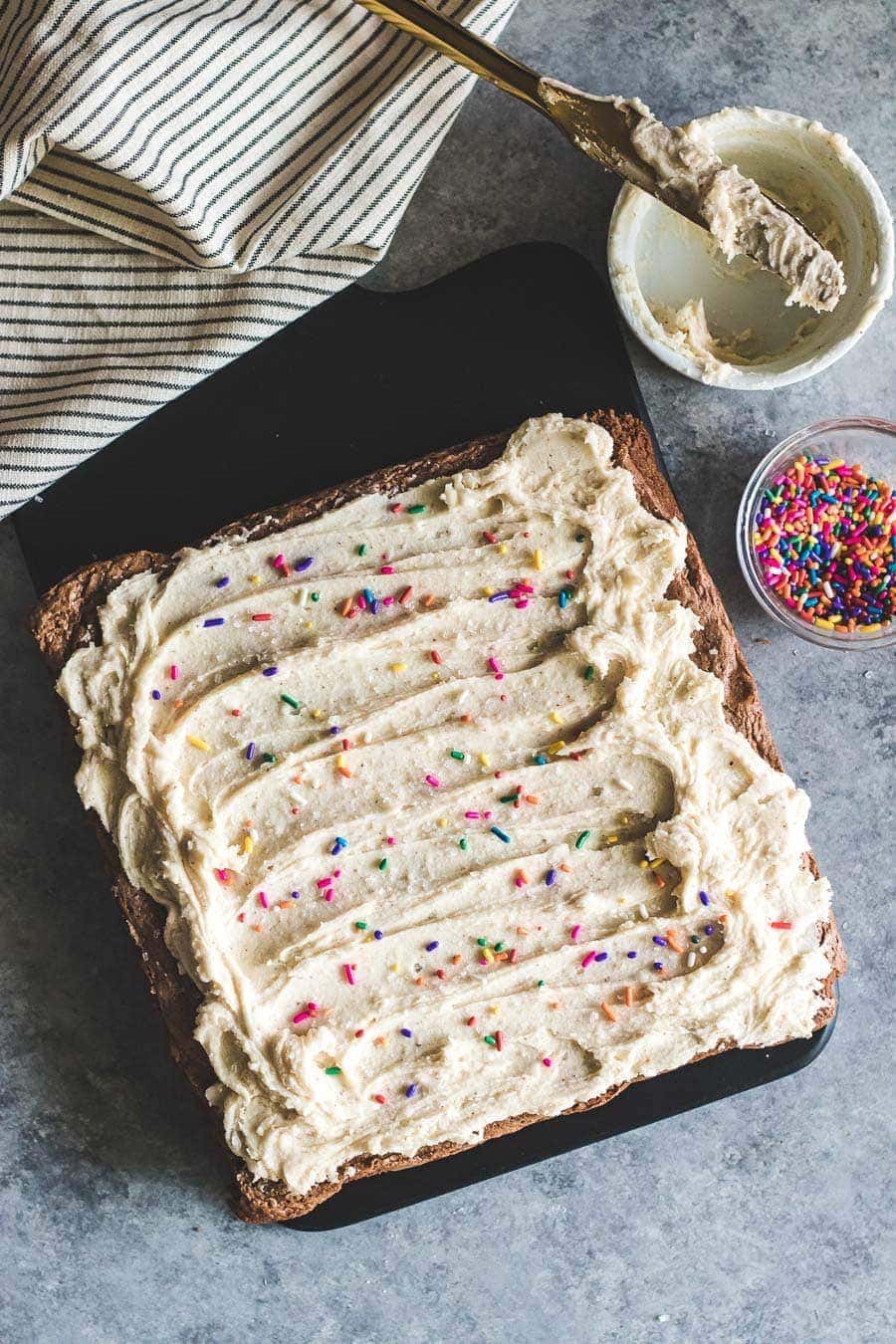 Bourbon Brownies with Brown Butter Frosting. Fluffy, chocolate brownies spiked with bourbon then topped with a creamy brown butter frosting that is TO DIE FOR!