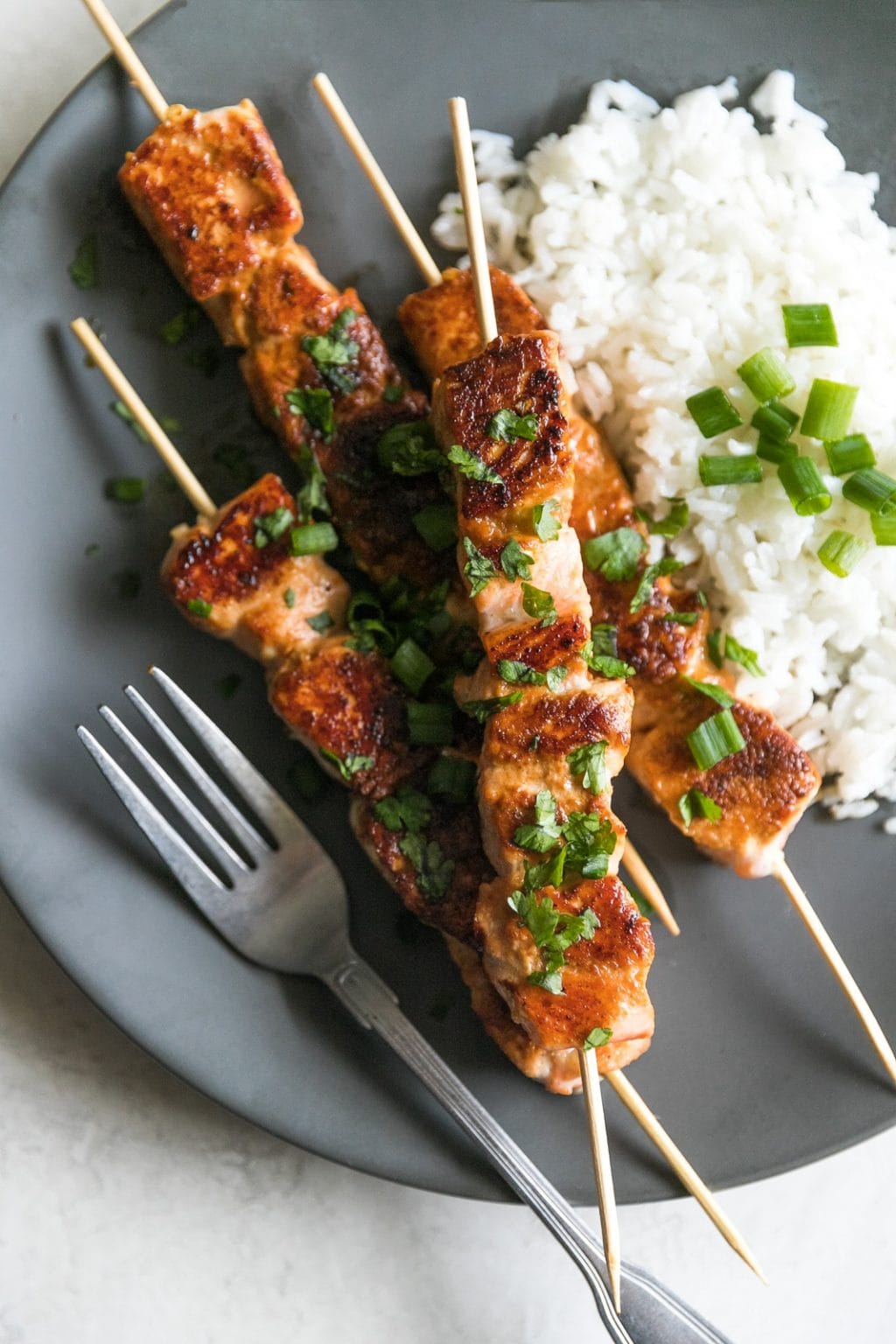 Quick + Easy Honey Garlic Salmon Skewers A Sassy Spoon