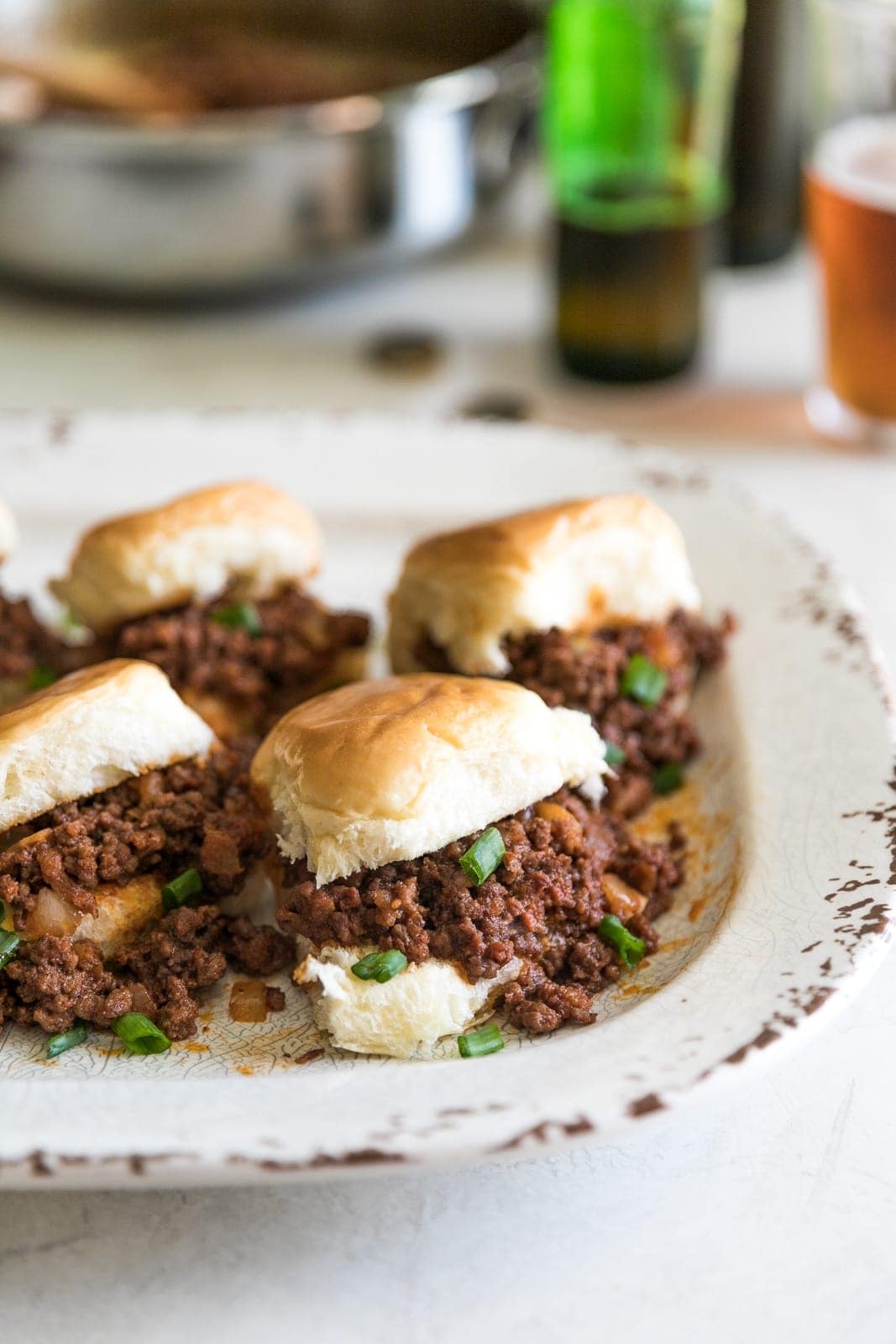 Sloppy joes with a delicious twist! Lean ground beef, Mexican chorizo, onions and spices in sweet Hawaiian rolls. Perfect for game day or any day!