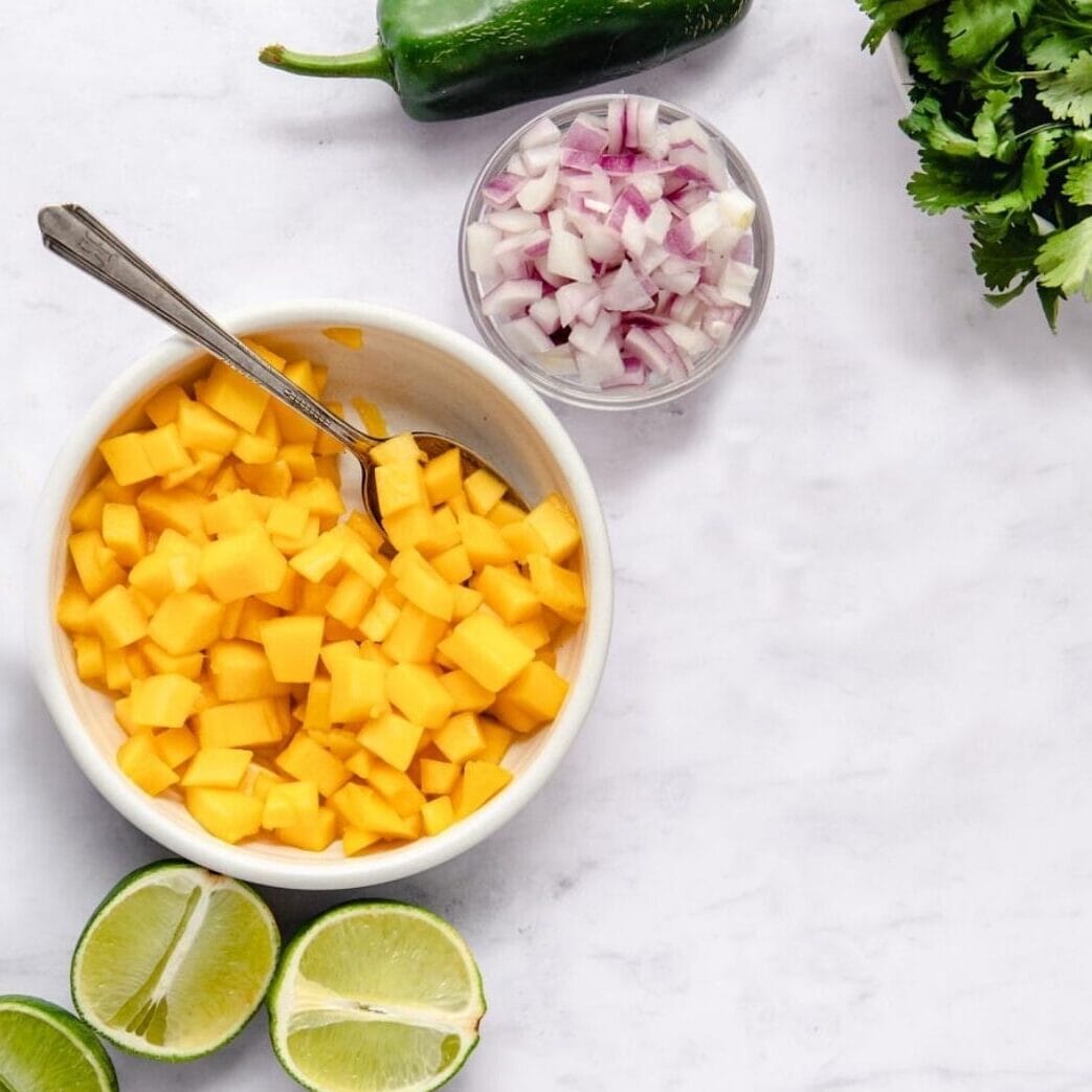 The 5 ingredients needed for sweet and spicy mango salsa