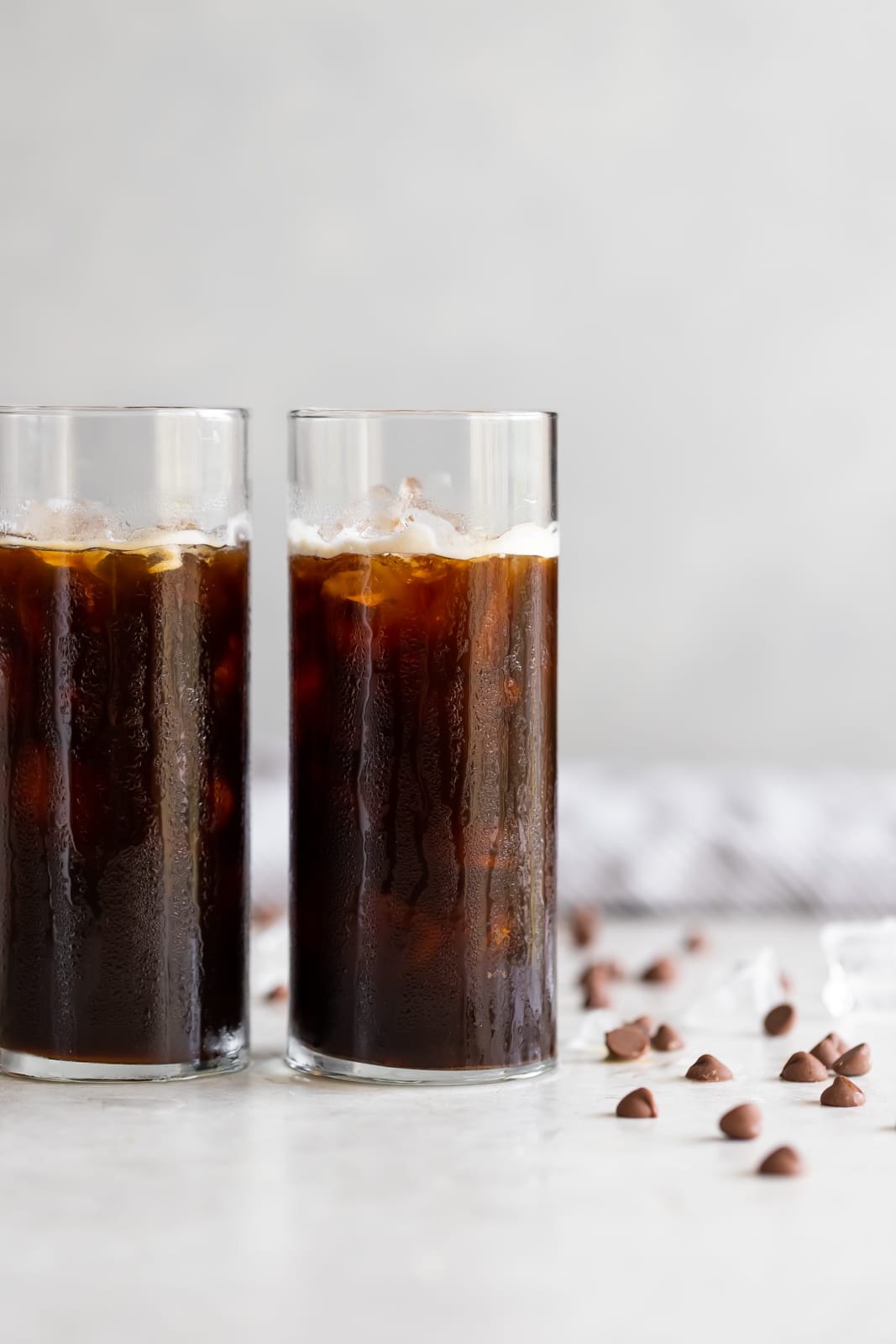 A frothy dairy-free cafe con leche (milk with coffee drink) made iced with sweetened Cuban coffee, creamer, and almond milk.