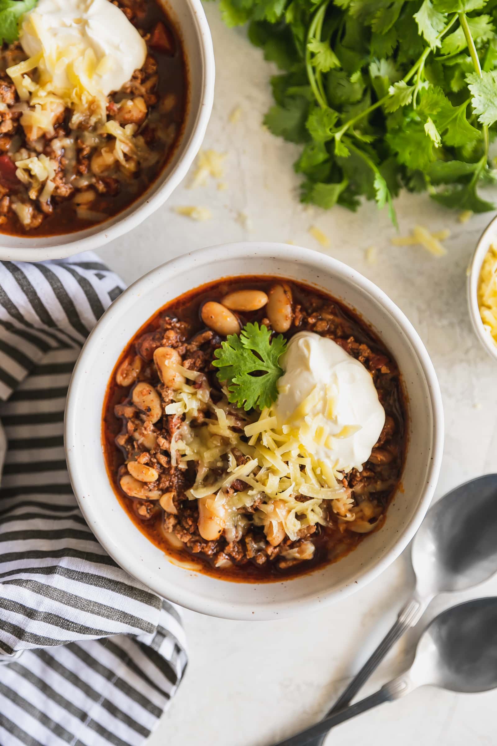 35-Minute White Bean Turkey Chorizo Chili - A Sassy Spoon