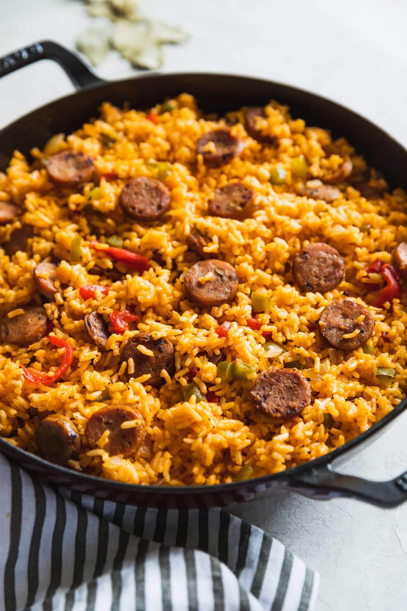 Arroz Con Salchichas (Cuban Yellow Rice with Sausage) - A Sassy Spoon®
