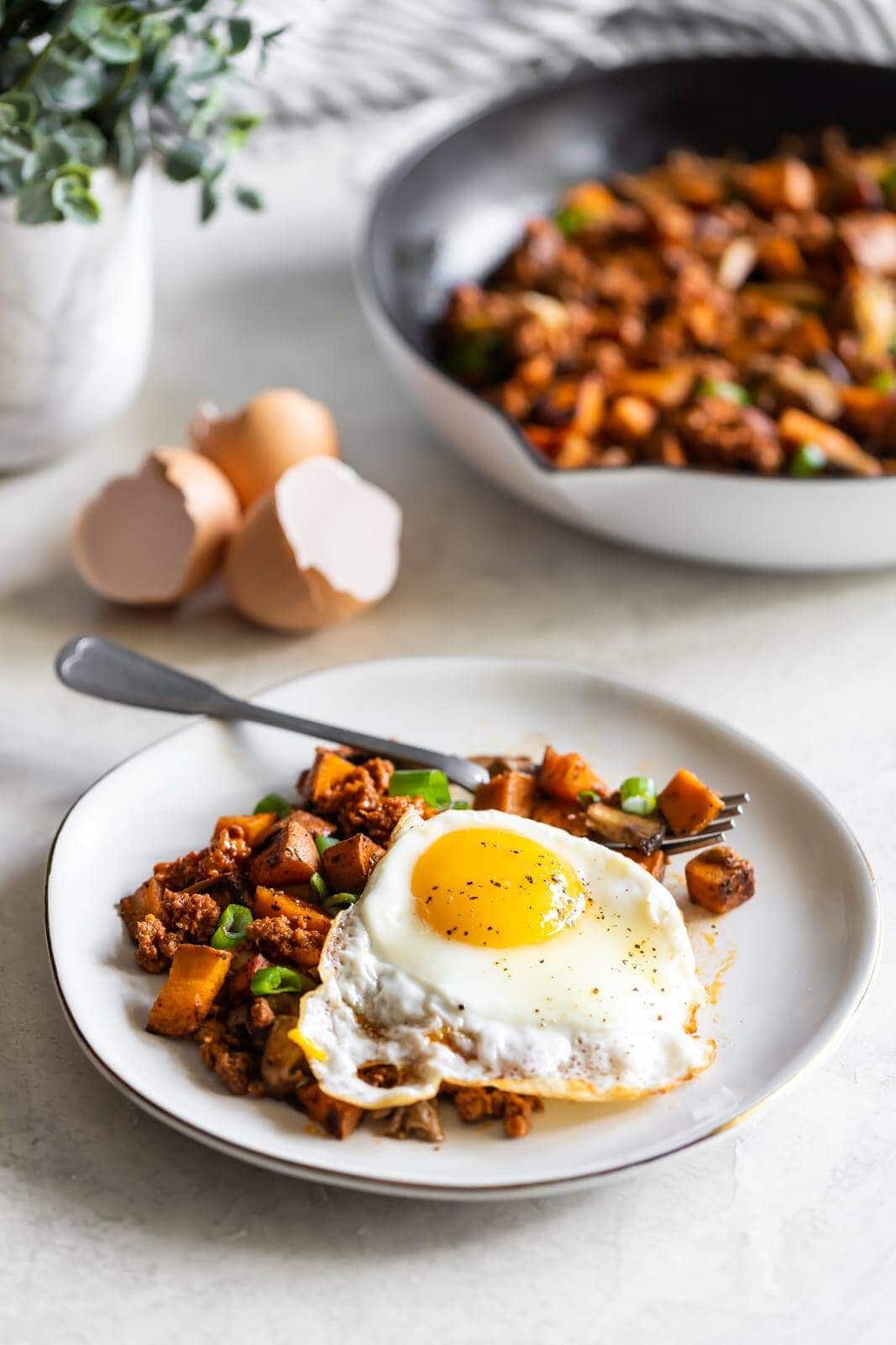 Chorizo Mushroom Sweet Potato Hash - A Sassy Spoon