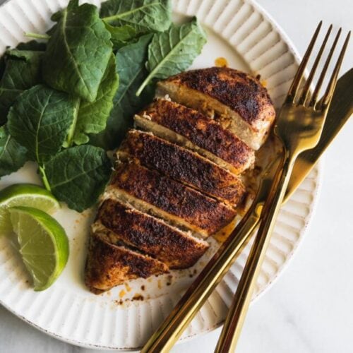 Tender, juicy chicken breasts made with a homemade smoky, savory and sweet spice rub. It's the ultimate weeknight dinner recipe!