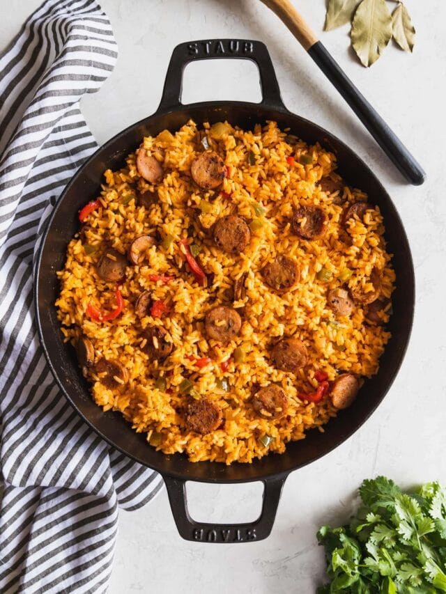 Arroz Con Salchichas (Cuban Yellow Rice with Sausage) (with video)