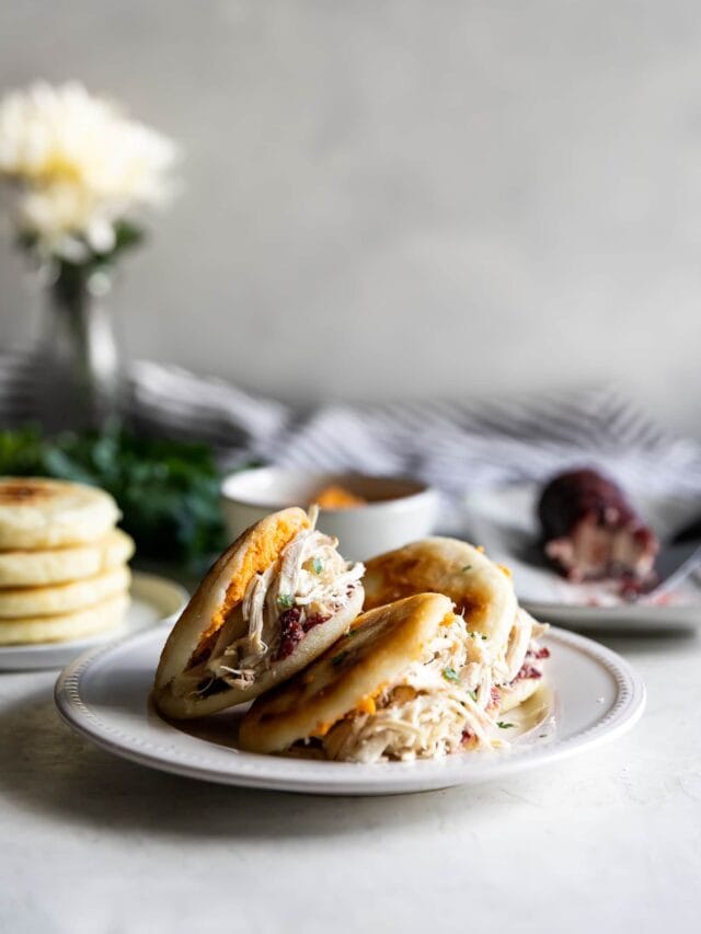 Leftover Turkey Arepas with Cranberry Goat Cheese Story