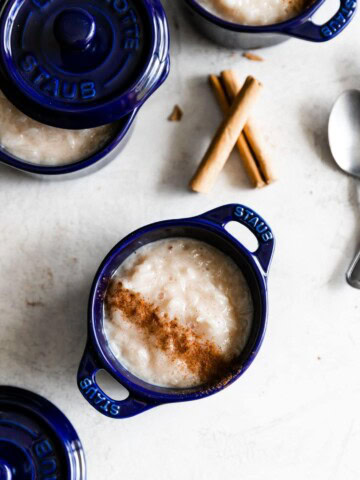 cuban rice pudding with ground cinnamon sprinkled on top