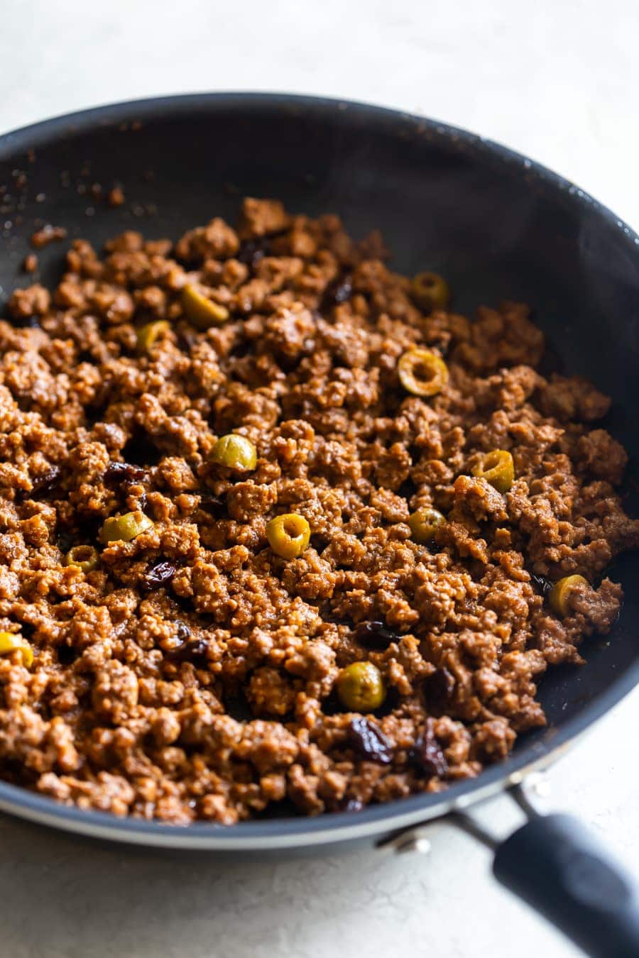 cuban picadillo cooked in a skillet