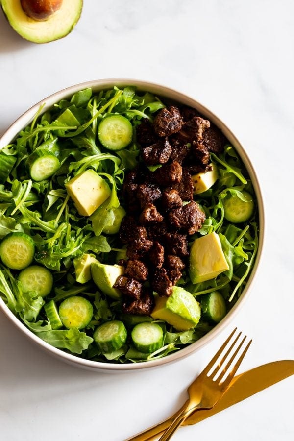 Avocado Cucumber Salad with Sirloin Steak Tips A Sassy Spoon