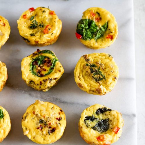 egg muffin cups with kale, spinach, eggs, and cheese,