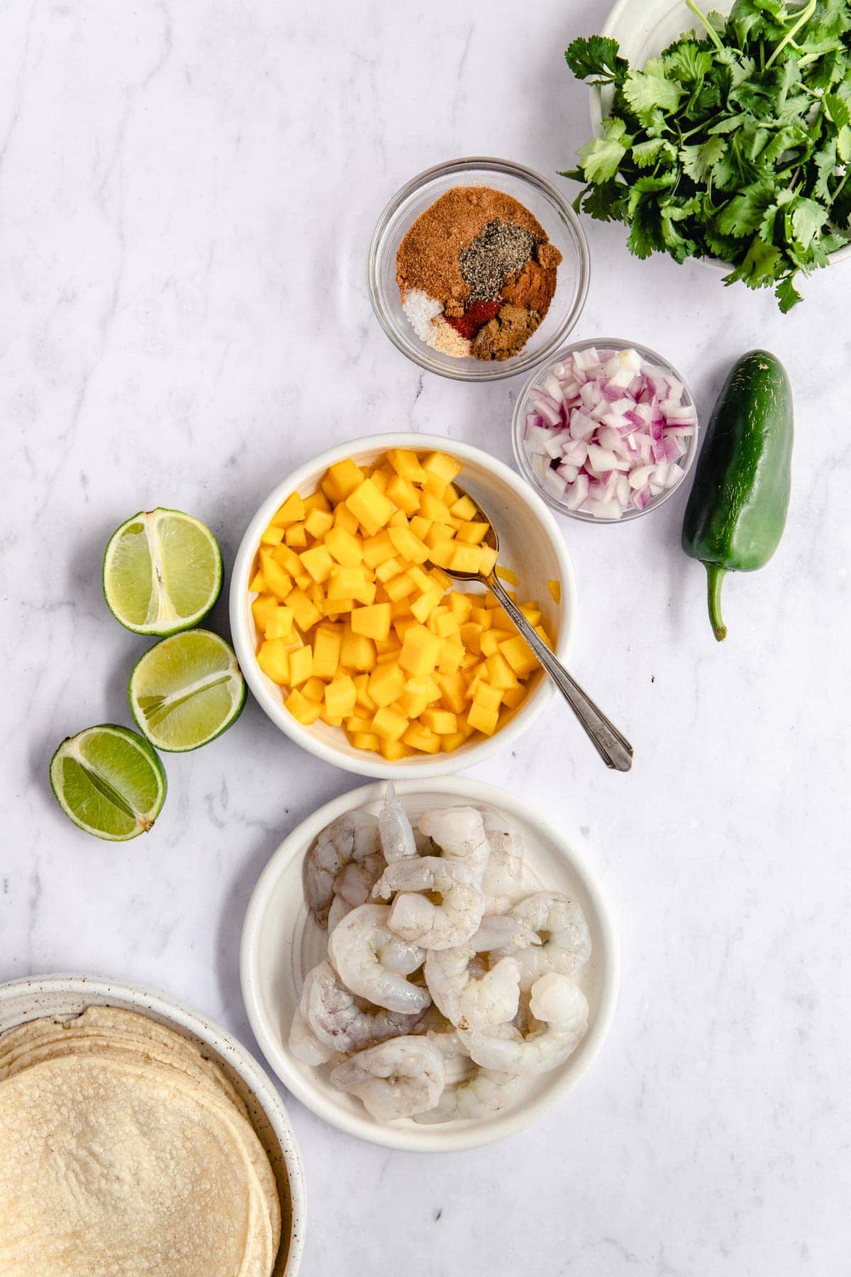 Jerk Shrimp Tacos with Mango Salsa - A Sassy Spoon