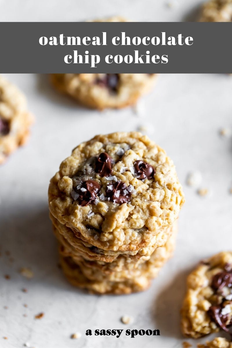 pin of oatmeal chocolate chip cookies