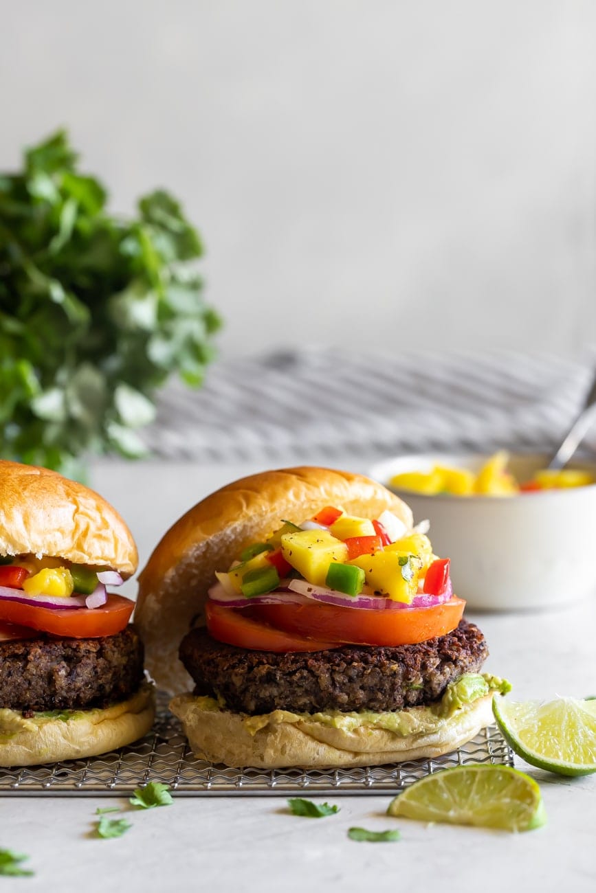 black bean recipe with quinoa and mango salsa