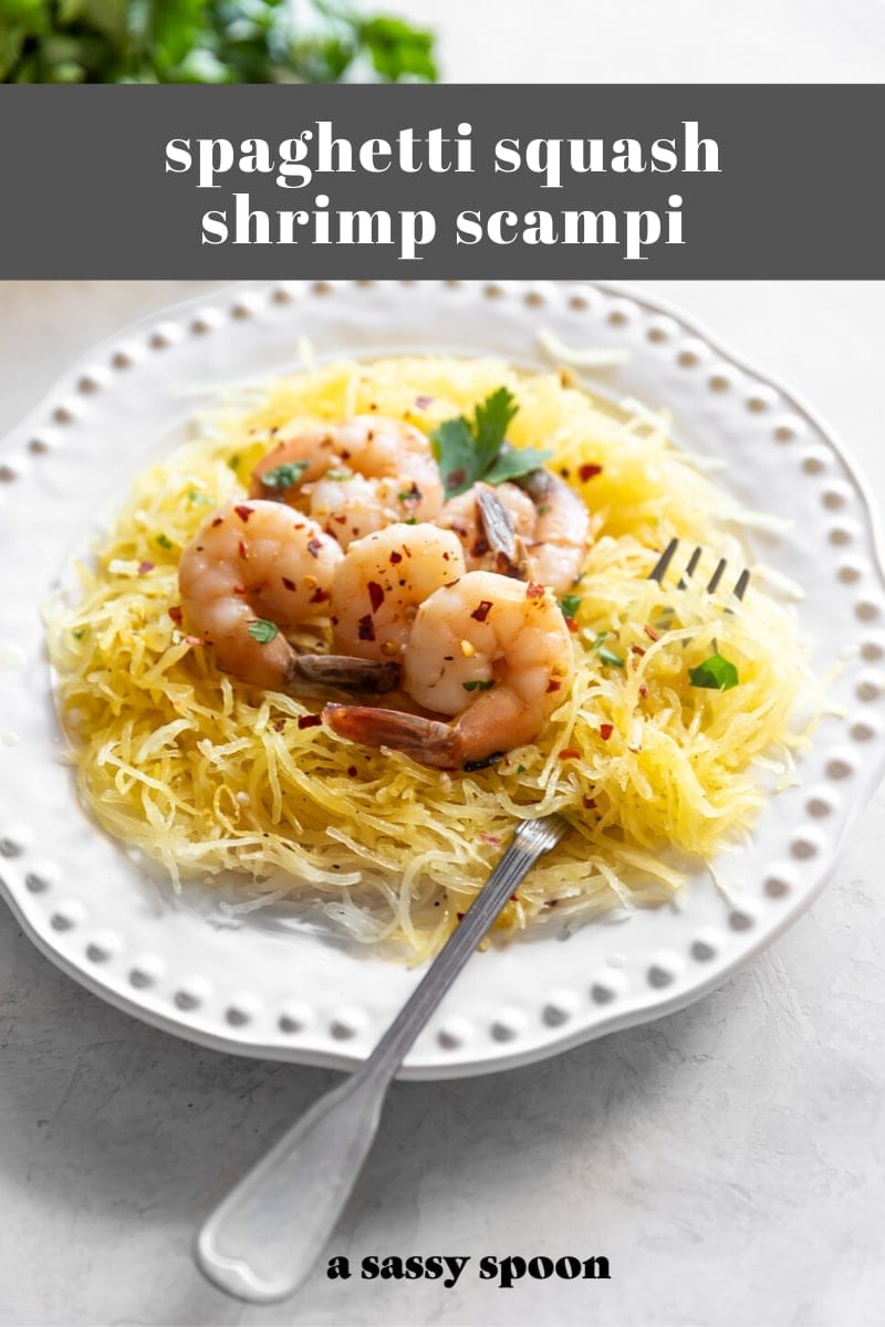 Low Carb Spaghetti Squash Shrimp Scampi A Sassy Spoon